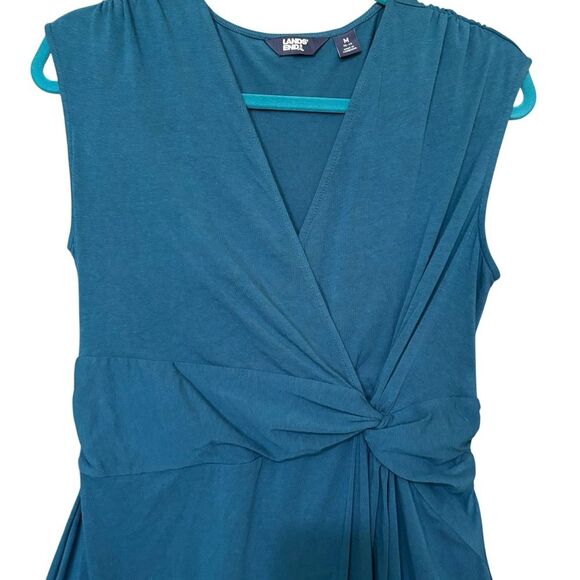 Lands' End Teal Blue Sleeveless Cotton Modal Blend Casual Dress Size Medium - Picture 3 of 10